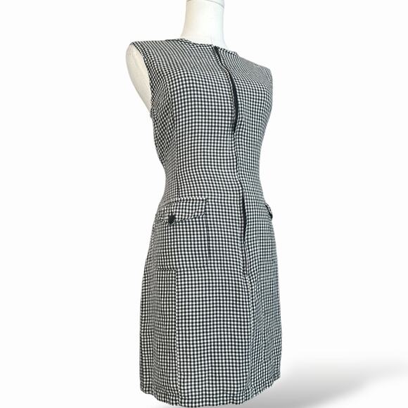 Vintage preppy 90s Gingham Mod Mini Dress - dark academia style | 10 - 280 - Picture 2 of 8